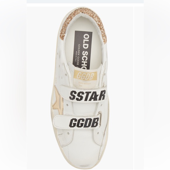 Authentic GOLDEN GOOSE Old School Low Top Velcro Sneakers - White/Gold - 37 - Picture 4 of 16